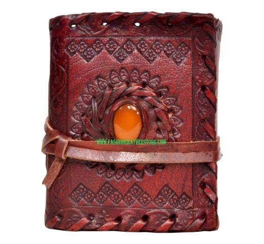 Genuine Handmade Leather Journal Wholesaler Single Stone Antique Design Handmade Diary